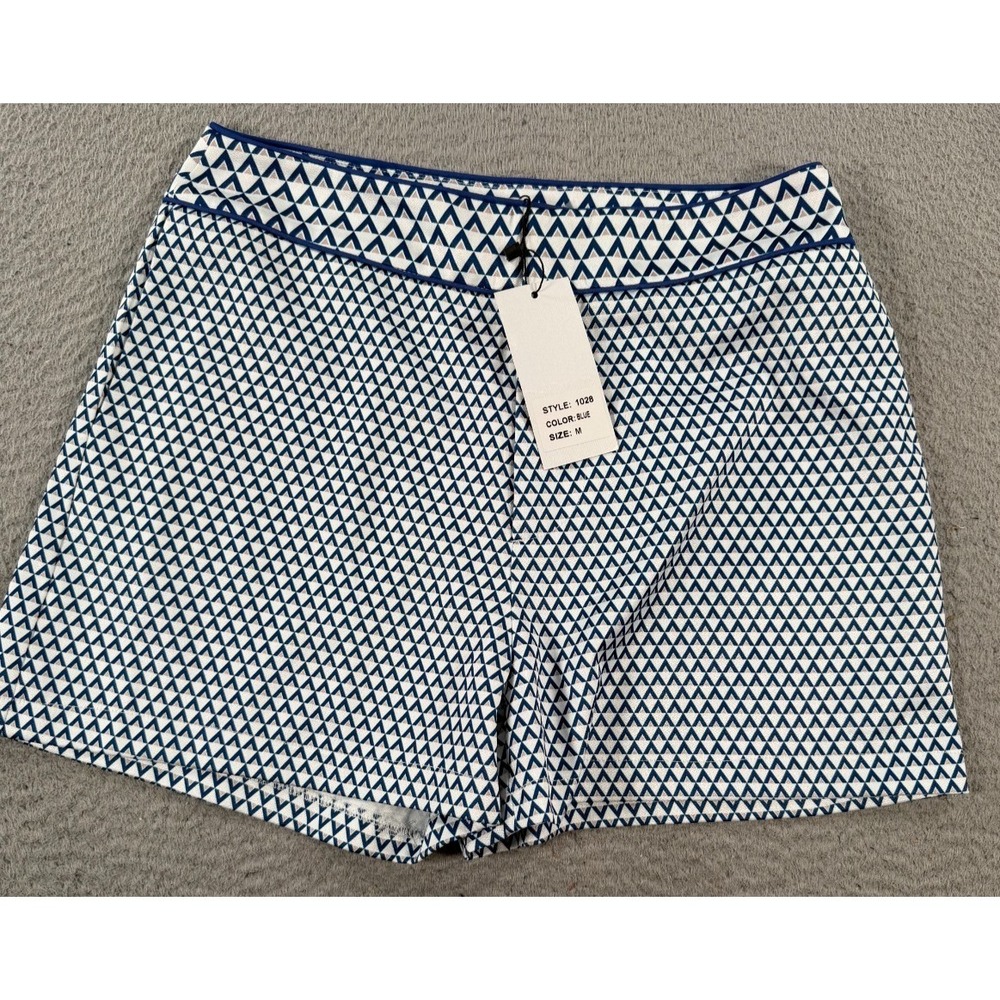 Christy Short Womens Medium Blue Swim Geometric Print‎ Resortwear Beach NWT